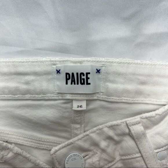 Paige Womens Bridgette Mid Rise Crop White Destroyed Jeans 26 - Picture 4 of 12